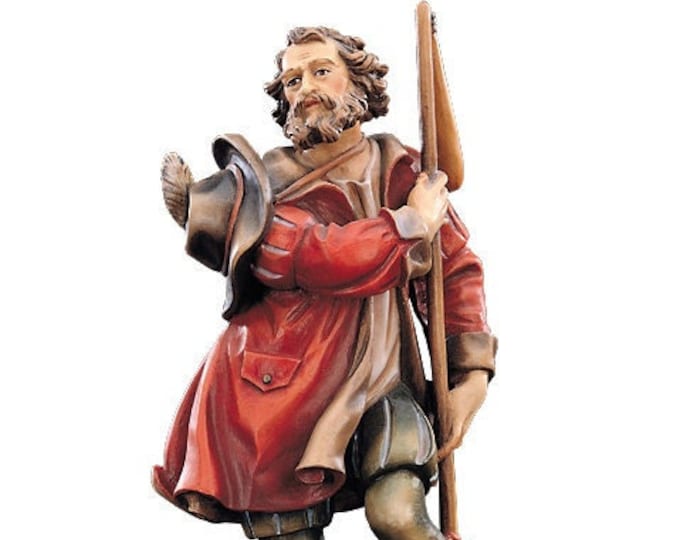 Statue of Saint Isidore carved in Valgardena wood and hand decorated, Italian artisan production