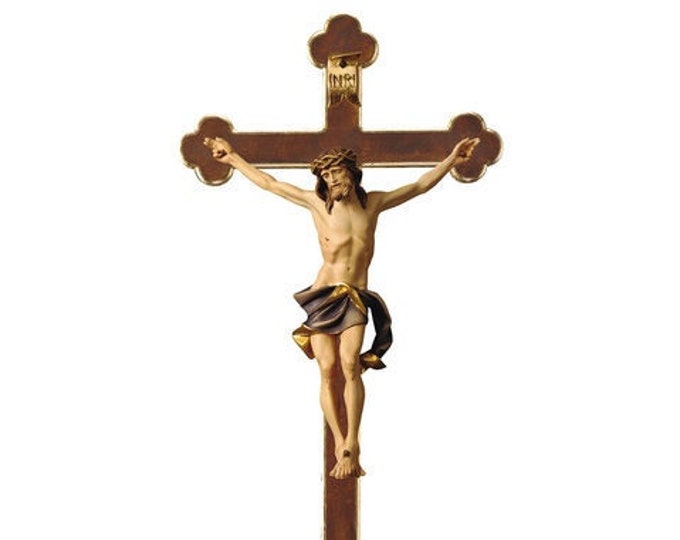 Crucifix Baroque cross Nazarene, carved in wood of Valgardena and decorated by hand, various sizes, of Italian artisan production