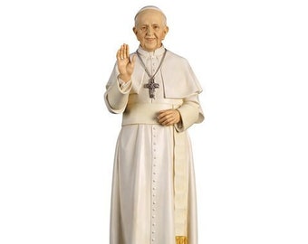 Statue of Pope Francis carved in Valgardena wood and decorated by hand, of Italian artisan production