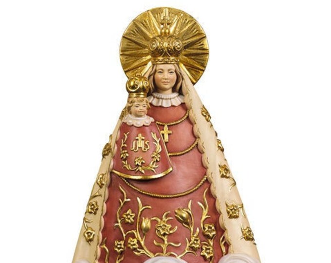 Statue of the Madonna of Mariazell, carved in Valgardena wood and hand-decorated, of Italian artisan production