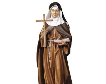 Statue of Sant' Angela da Foligno carved in Valgardena wood and hand-decorated, of Italian artisan production