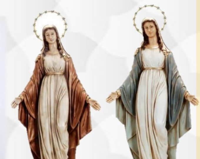 Statue of the Miraculous Madonna, Madonna delle Grazie, 60 cm (23.62 inches) in hand-decorated resin, artisanal production