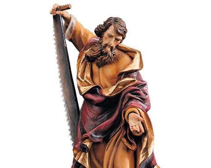 Statue of St. Simon carved in wood from Valgardena and decorated by hand of Italian artisan production