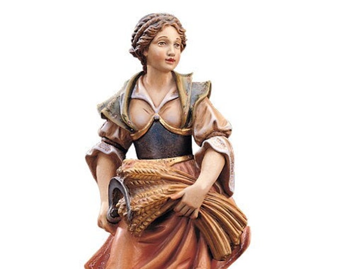 Statue of St. Notburga carved in wood from Valgardena and decorated by hand of Italian handicraft production