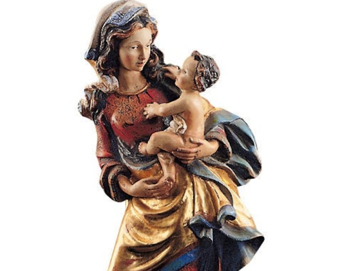 Statue of the Madonna Arte Fiorentina carved in wood from Valgardena and decorated by hand of Italian artisan production