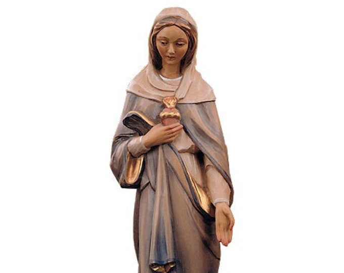 Statue of the Madonna Sacro Cuore di Maria, carved in wood from Valgardena and decorated by hand of Italian artisan production