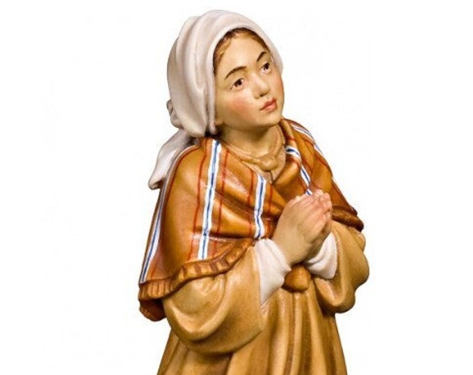 Statue of Saint Bernadette Soubirous carved in Valgardena wood and hand decorated, Italian artisan production