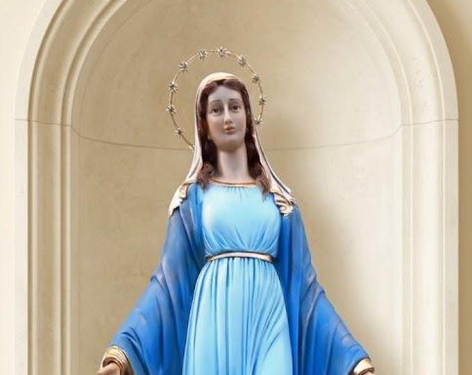 Statue of the Miraculous Madonna, Madonna delle Grazie, 60 cm (23.62 inches) in hand-decorated resin, artisanal production