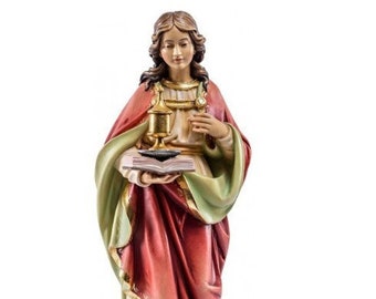Statue of Saint Mary Magdalene carved in Valgardena wood and hand decorated, Italian artisan production
