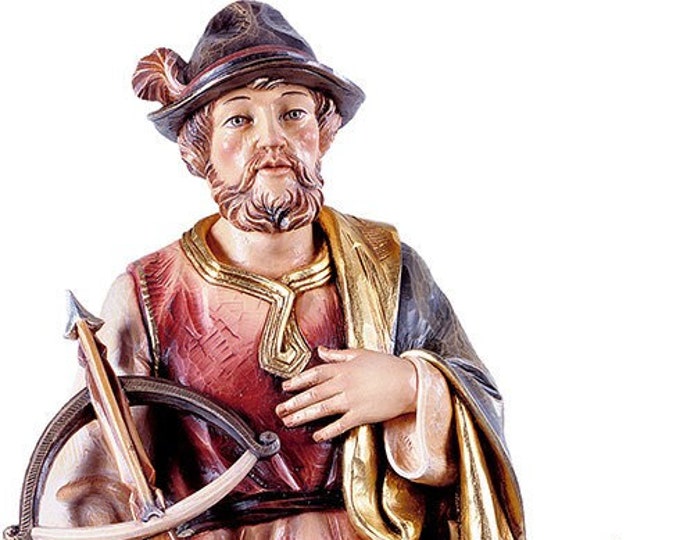 Statue of St. Umberto carved in wood from Valgardena and decorated by hand of Italian artisan production