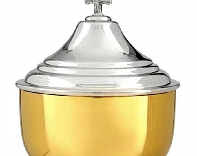 Liturgical ciborium for Eucharistic celebration made of silver plated 19 cm (7.48 inches) of Italian artisan production