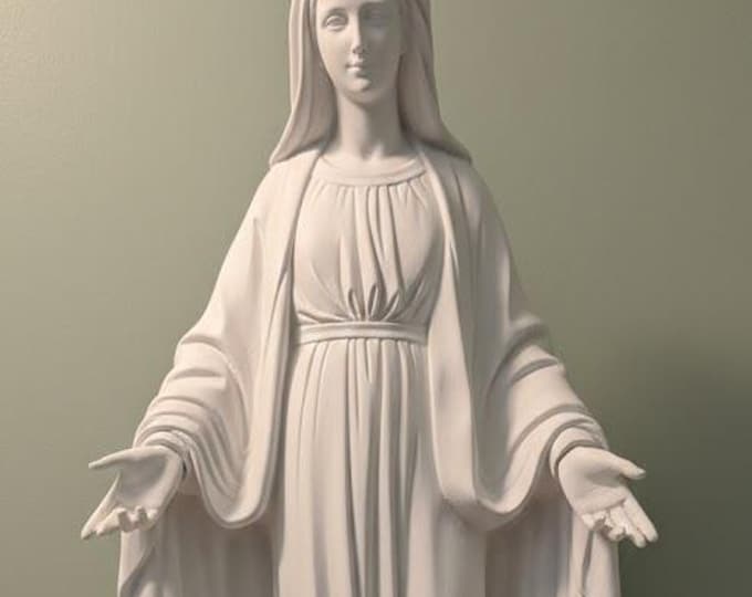 Miraculous Madonna statue 60 cm (23.62 inches) in white resin marble, handcrafted in Italy