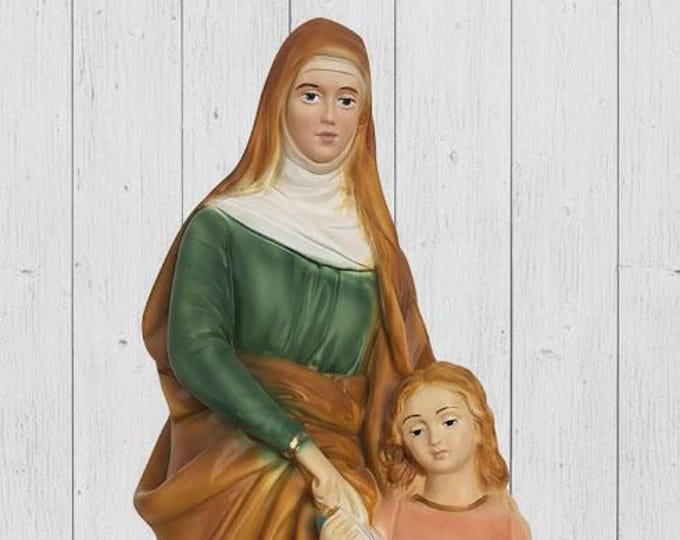 Statue of Saint Anne 30 cm (11.81 inches) in marble resin hand decorated, Italian artisan production