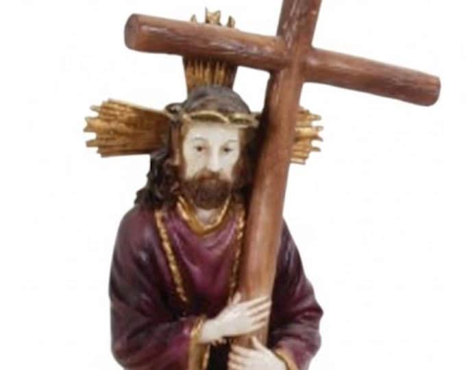 Statue of Jesus of Nazareth 37 x 16 cm (14.56 x 6.29 inches) in hand-decorated resin marble, artisanal production