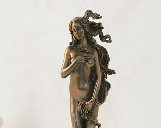 Classical sculpture The Birth of Venus by Sandro Botticelli, 29 cm (11.41 inches) in bronzed resin marble, handcrafted
