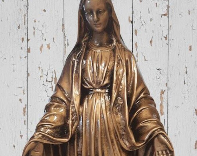 Statue of the Miraculous Madonna 46 cm (18.11 inches) in resin with bronze decoration, handcrafted in Italy