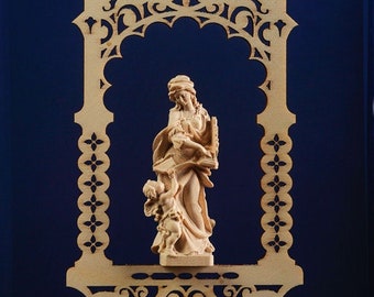 Statue of St. Cecilia in the niche, carved in wood of valgardena decorated by hand of Italian production
