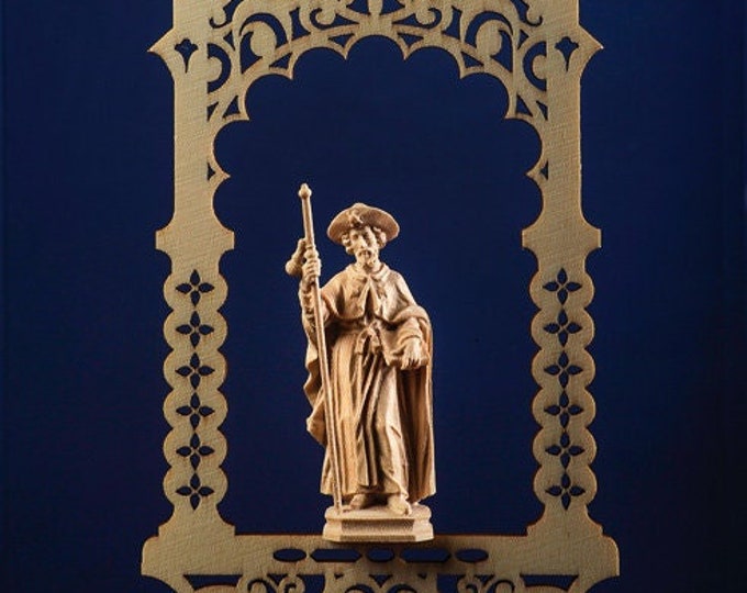 Statue of St. James of Compostela in the niche, carved in wood of valgardena decorated by hand of Italian production