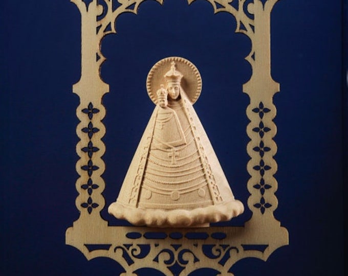 Statue of the Madonna Magna Mater Austriae in the niche, carved in valgardena wood decorated by hand of Italian production