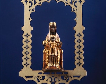 Statue of Our Lady of Montserrat in the niche, carved in Valgardena wood, hand-decorated, made in Italy