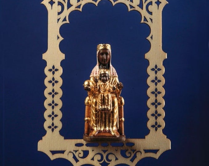 Statue of Our Lady of Montserrat in the niche, carved in valgardena wood decorated by hand of Italian production
