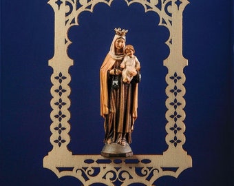 Statue of Our Lady of Carmel in the niche, carved in valgardena wood decorated by hand of Italian production