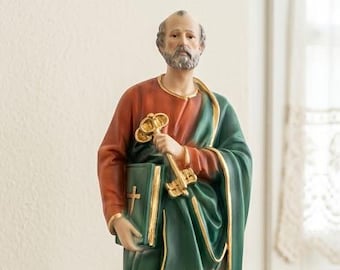 玉座の聖ペテロ像（ブロンズ）、アンティークフランス製聖ペトロス像