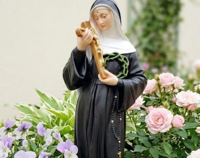 Statue of Saint Rita of Cascia 40 cm (15.74 inches) in hand-decorated resin, Italian artisan production