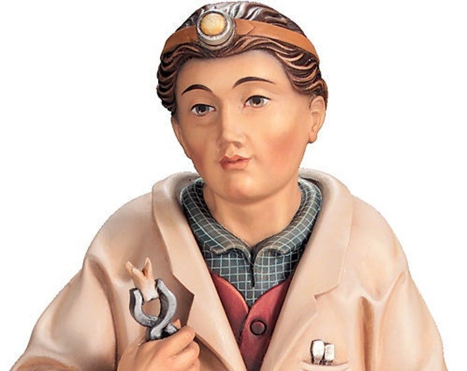 Sculpture of the Dentist carved in wood of Valgardena and decorated by hand of Italian artisan production