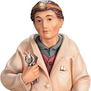 Sculpture of the Dentist carved in wood of Valgardena and decorated by hand of Italian artisan production