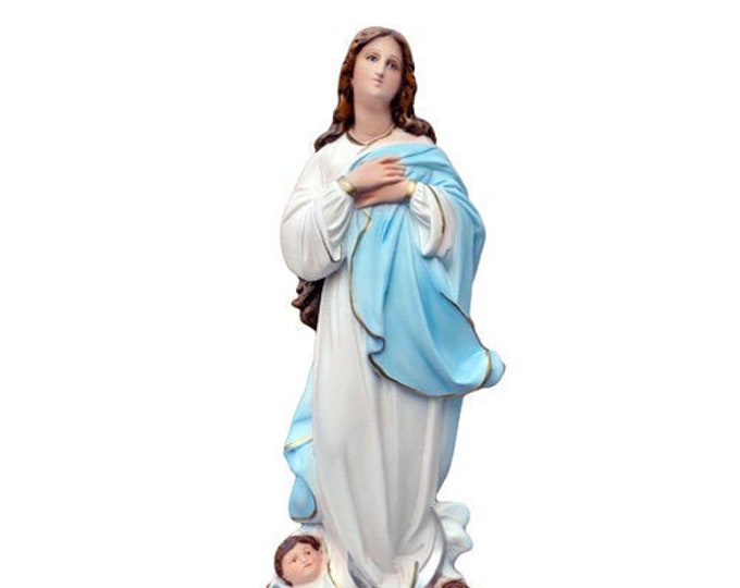 Statue of Our Lady Immaculate Conception cm 60 ( 23,62 inches) in hand-decorated resin of Italian craftsmanship