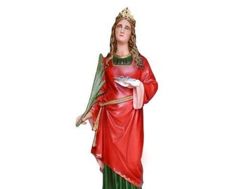 Statue of Saint Lucia in hand-decorated resin, Italian artisan production