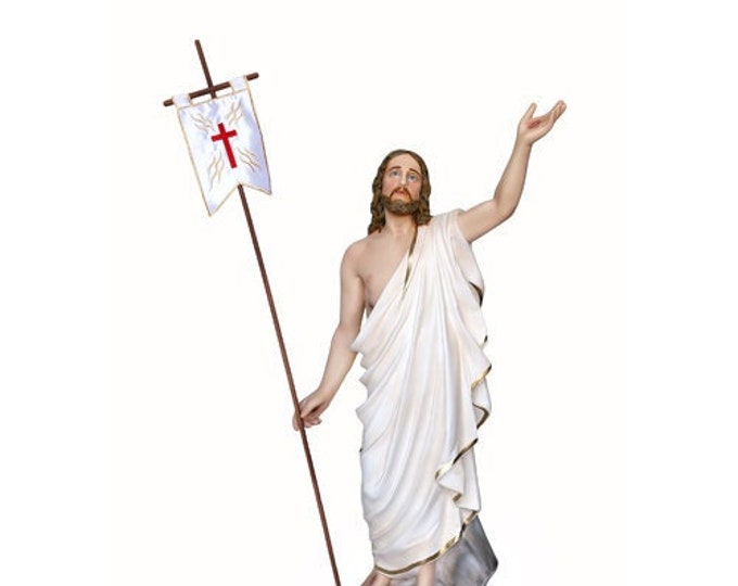 Statue of the Risen Jesus Christ cm 110 (43,30 inches) in resin decorated by hand of Italian artisan production