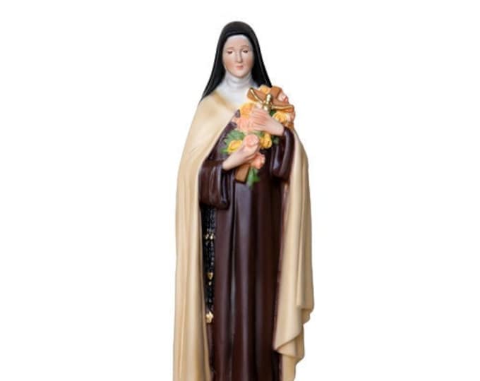 Statue of Saint Teresa 30 cm (11.81 inches) in hand-decorated resin marble, Italian artisan production