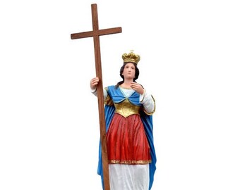 Statue of Saint Helena cm 60 (23,62 inches) in hand-decorated resin, painted eyes or glass, of Italian craftsmanship