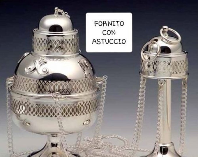 Silver plated thurible cm 24 (9,44 inches) of Italian artisan production