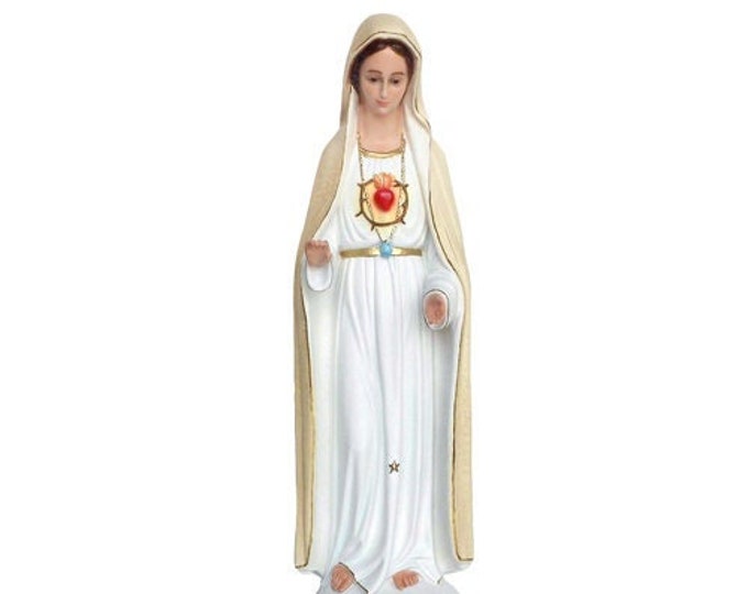 Our Lady of Fatima II apparition statue cm 103(40,55 inches) in hand decorated resin, painted eyes or in glass, italian production