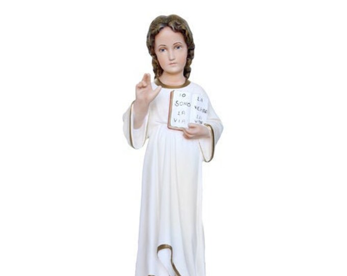 Statue of the Most Holy Name of Jesus cm 60 (23,62 inches) hand-decorated resin, painted or glass eyes, of Italian craftsmanship