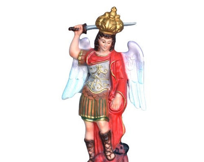 Statue of St. Michael the Archangel cm 30 (11.81 inches) in hand-decorated resin of Italian craftsmanship