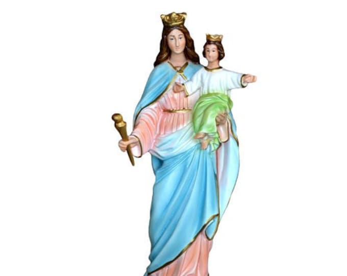 Statue of the Madonna Help of Christians cm 30 (11,81 inches) in resin decorated by hand of Italian artisan production