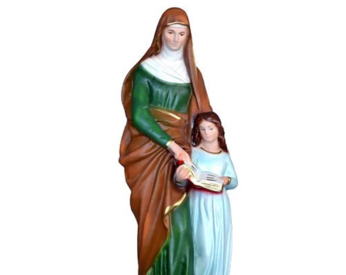 Statue of St. Anne cm 26 (10,23 inches) in hand-decorated resin of Italian craftsmanship