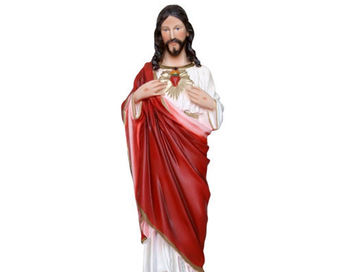 Statue of Jesus Sacred Heart cm 30 (11.81 inches) in hand-decorated resin, Italian artisan production