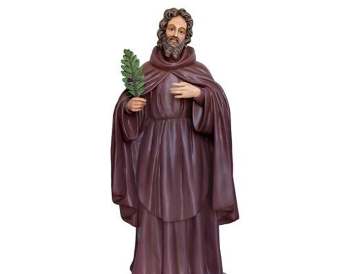 Statue of St. Cyrus cm 110 (43,30 inches) in hand-decorated resin glass, painted eyes or glass, of Italian craftsmanship