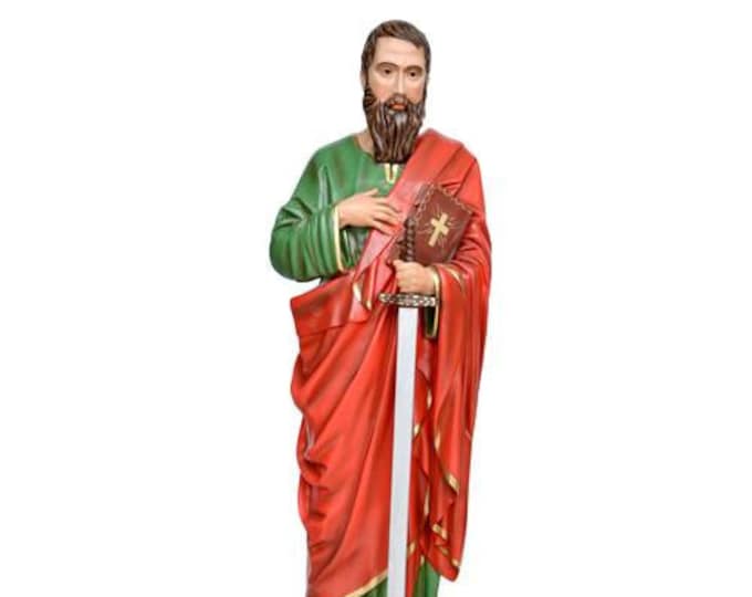 Statue of Saint Paul cm 100 (39.37 inches) in hand-decorated resin, Italian artisan production for outdoor and indoor use