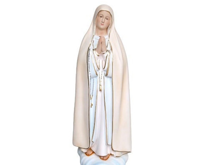 Statue of Our Lady of Fatima cm 37 (14,56 inches) in resin decorated by hand of Italian artisan production