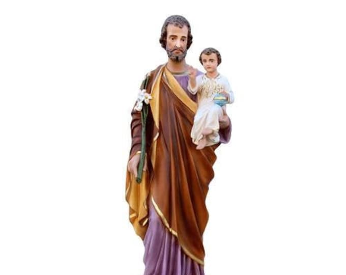 Statue of St. Joseph cm 85 (25,19 inches) hand-decorated resin, painted eyes or glass, of Italian production for interiors and exteriors