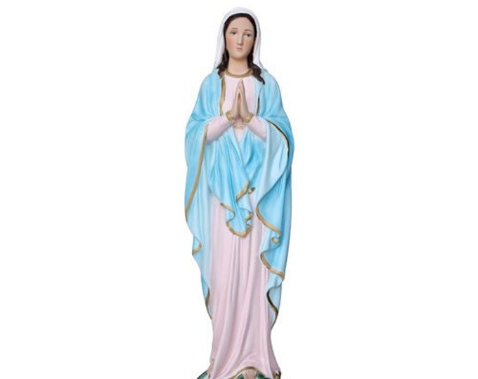 Miraculous Madonna statue cm 60 (23,62 inches) in hand-decorated resin marble painted eyes or glass, of Italian handcrafted production