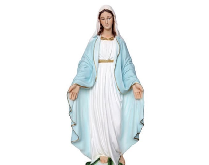 Statue of the Miraculous Madonna 35 cm (13.77 inches) in hand-decorated resin, Italian artisan production