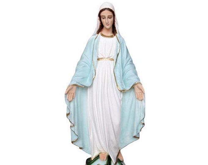 Statue of the Miraculous Madonna cm 46 ( 18,11 inches) in hand decorated resin of Italian artisan production