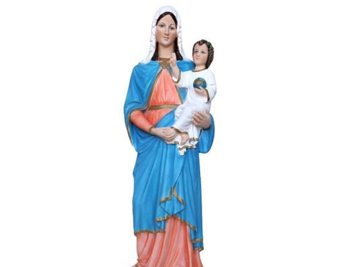 Statue Madonna and child cm 65 (25,59 inches) in hand-decorated resin painted eyes or glass, of Italian handcrafted production